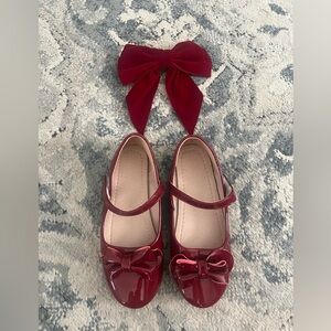 Girls Red Mary Jane Shoes with Hair Bow